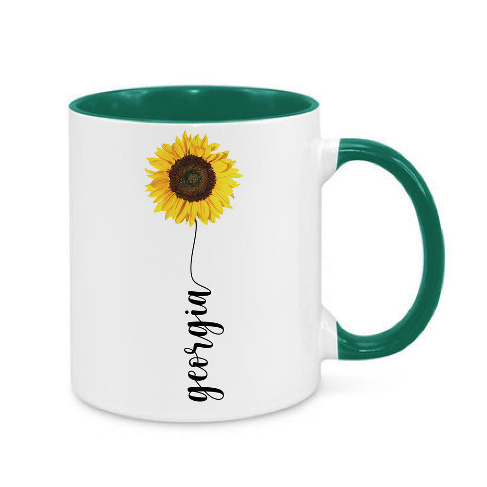 Personalised Sunflower Name Mug