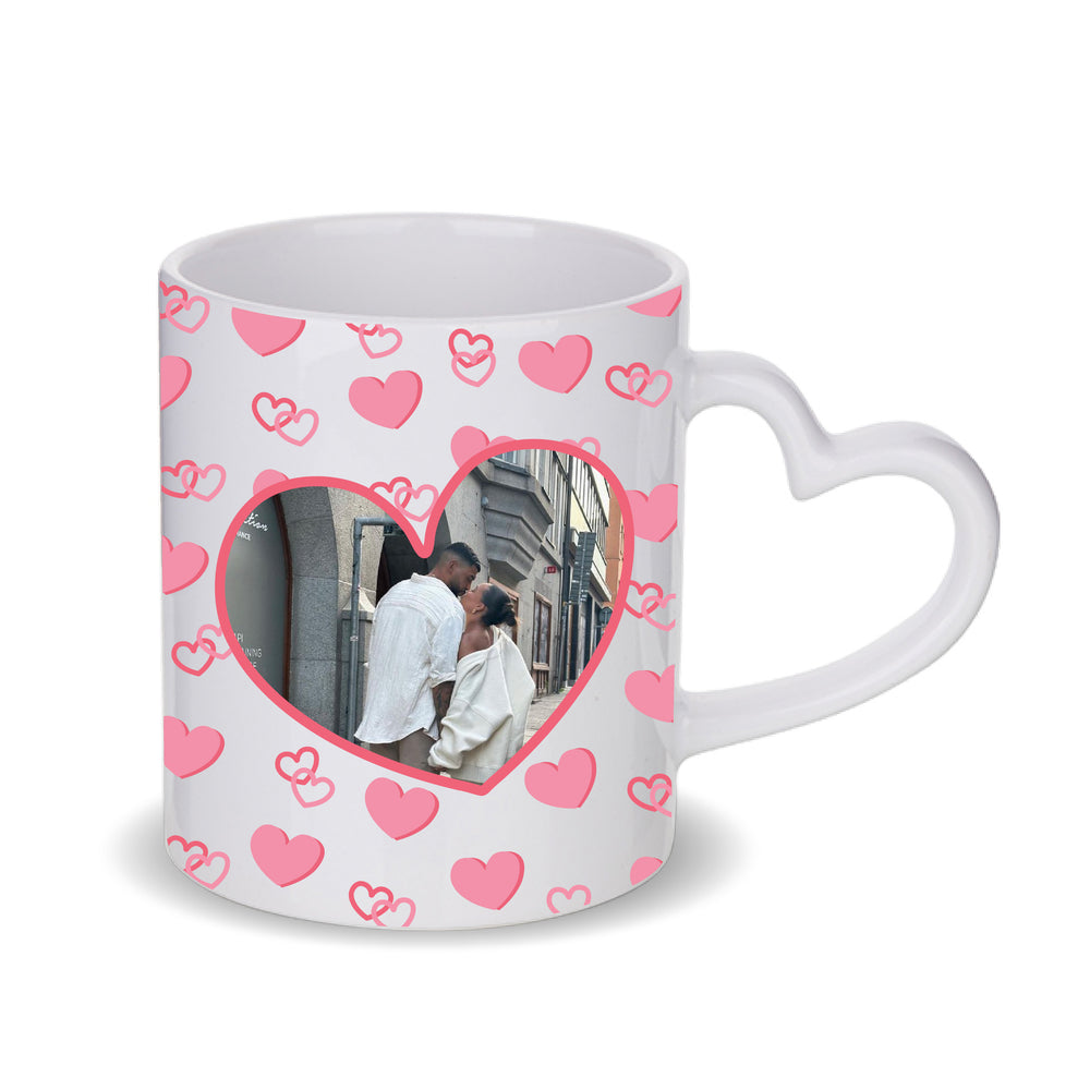 Personalised Valentine Photo Heart Handle Mug