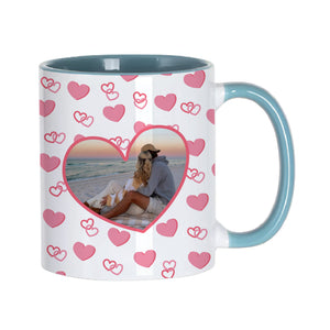 Personalised Valentine Photo Heart Handle Mug