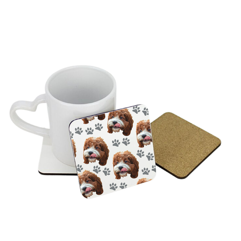 Personalised Pet Portrait Pattern Square Coaster