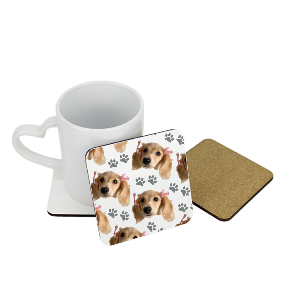 Personalised Pet Portrait Pattern Square Coaster