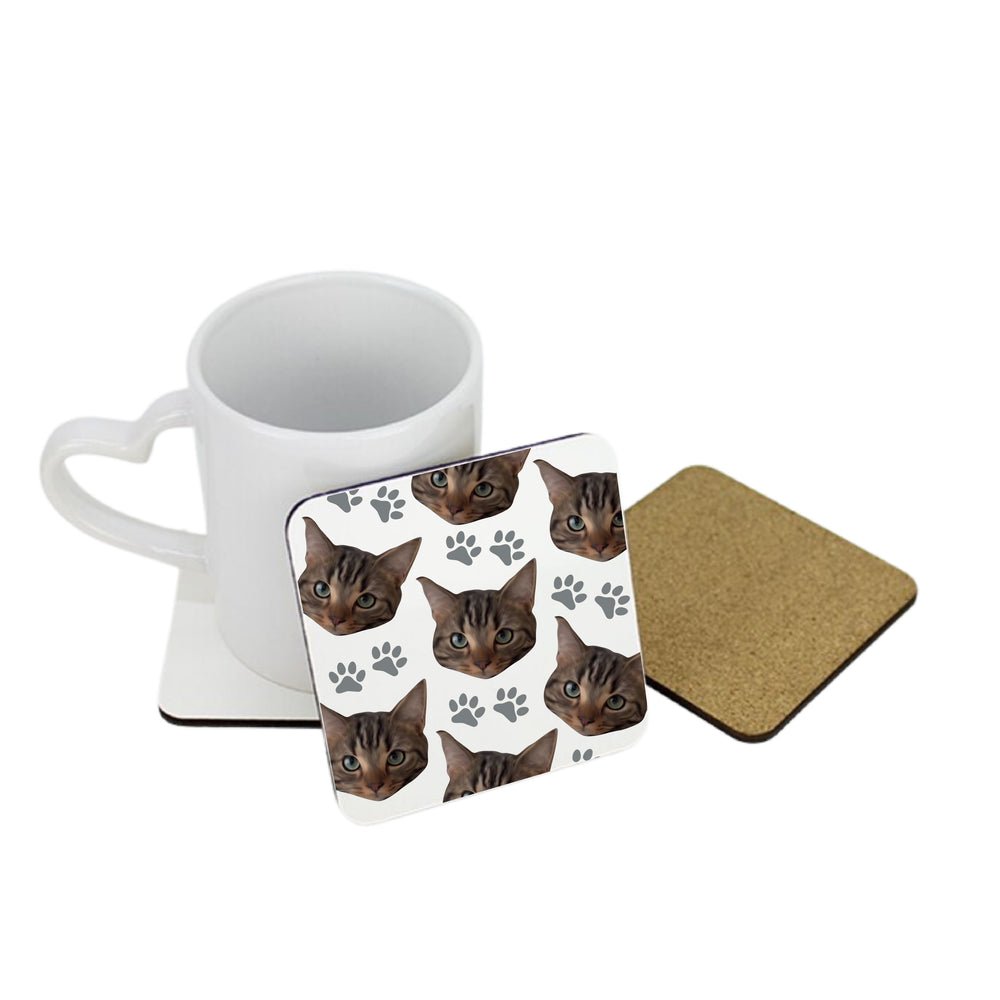 Personalised Pet Portrait Pattern Square Coaster