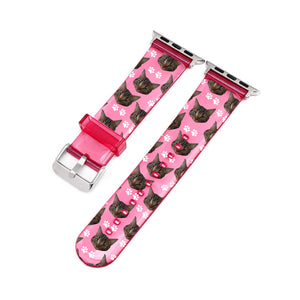 Personalised Pet Portrait Pattern Pink Smartwatch Strap