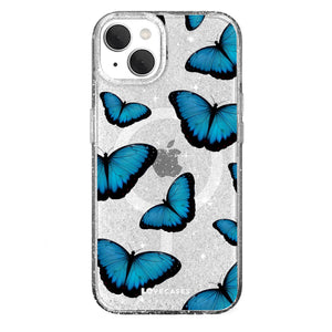 Blue Butterfly Glitter MagSafe Case