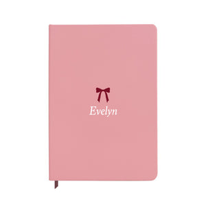 Personalised Burgundy Bow Name Notebook