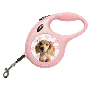 Black Personalised Pet Portrait Retractable Dog Leads