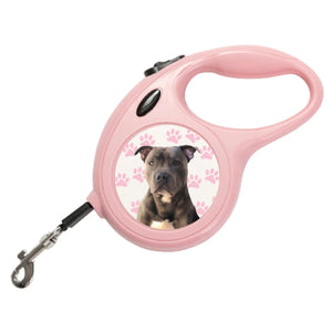 Black Personalised Pet Portrait Retractable Dog Leads