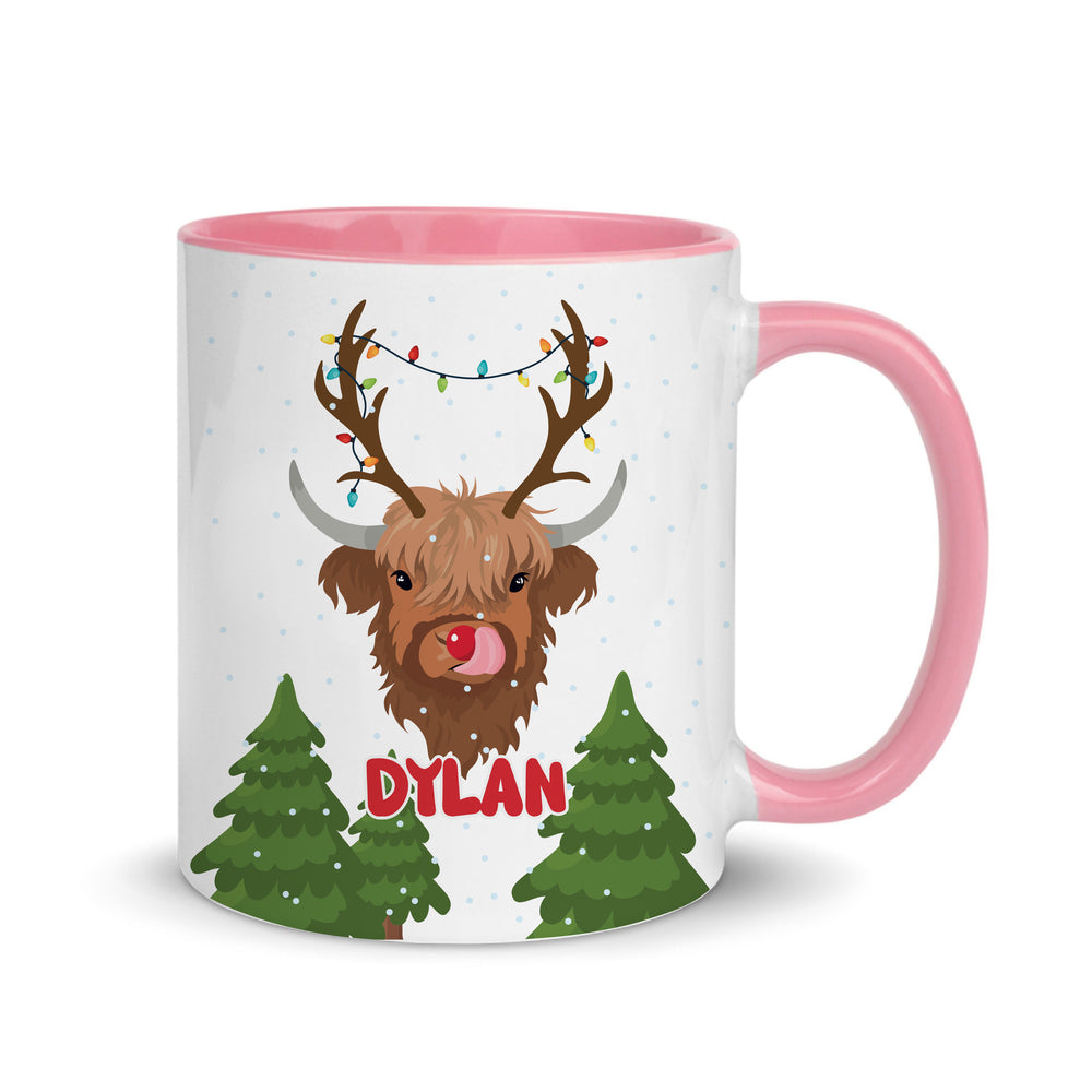 Personalised Reindeer Highland Cow Mug