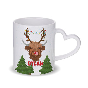 Personalised Reindeer Highland Cow Mug