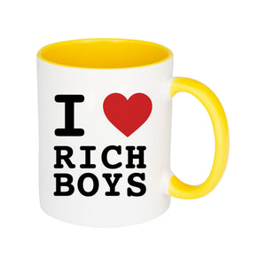 I Love Rich Boys Slogan White Mug