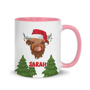 Personalised Santa Highland Cow Mug