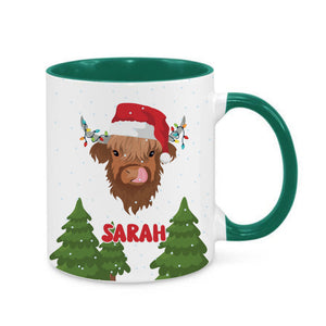 Personalised Santa Highland Cow Mug