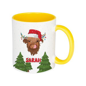 Personalised Santa Highland Cow Mug