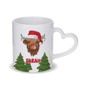 Personalised Santa Highland Cow Mug