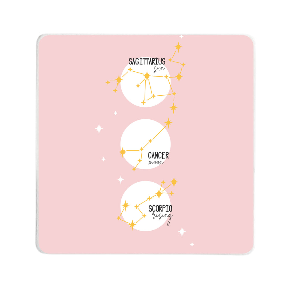 Personalised Sun, Moon & Rising Square Coaster