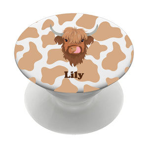 Personalised Henry the Highland Cow Kindle Grip Pop Holder & Stand