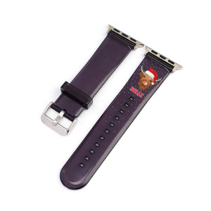 Personalised Santa Highland Cow Black Smartwatch Strap