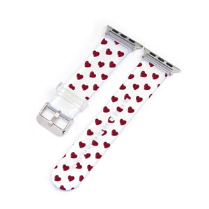 Burgundy Hearts Smartwatch Strap