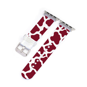 Burgundy Cow Print Smartwatch Strap