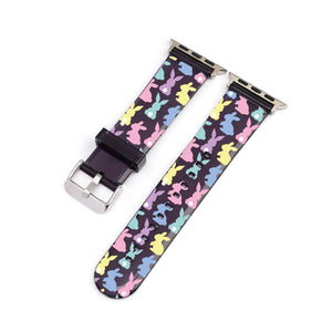 Pastel Bunnies Black Smartwatch Strap