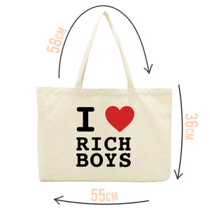 I Love Rich Boys Slogan Tote